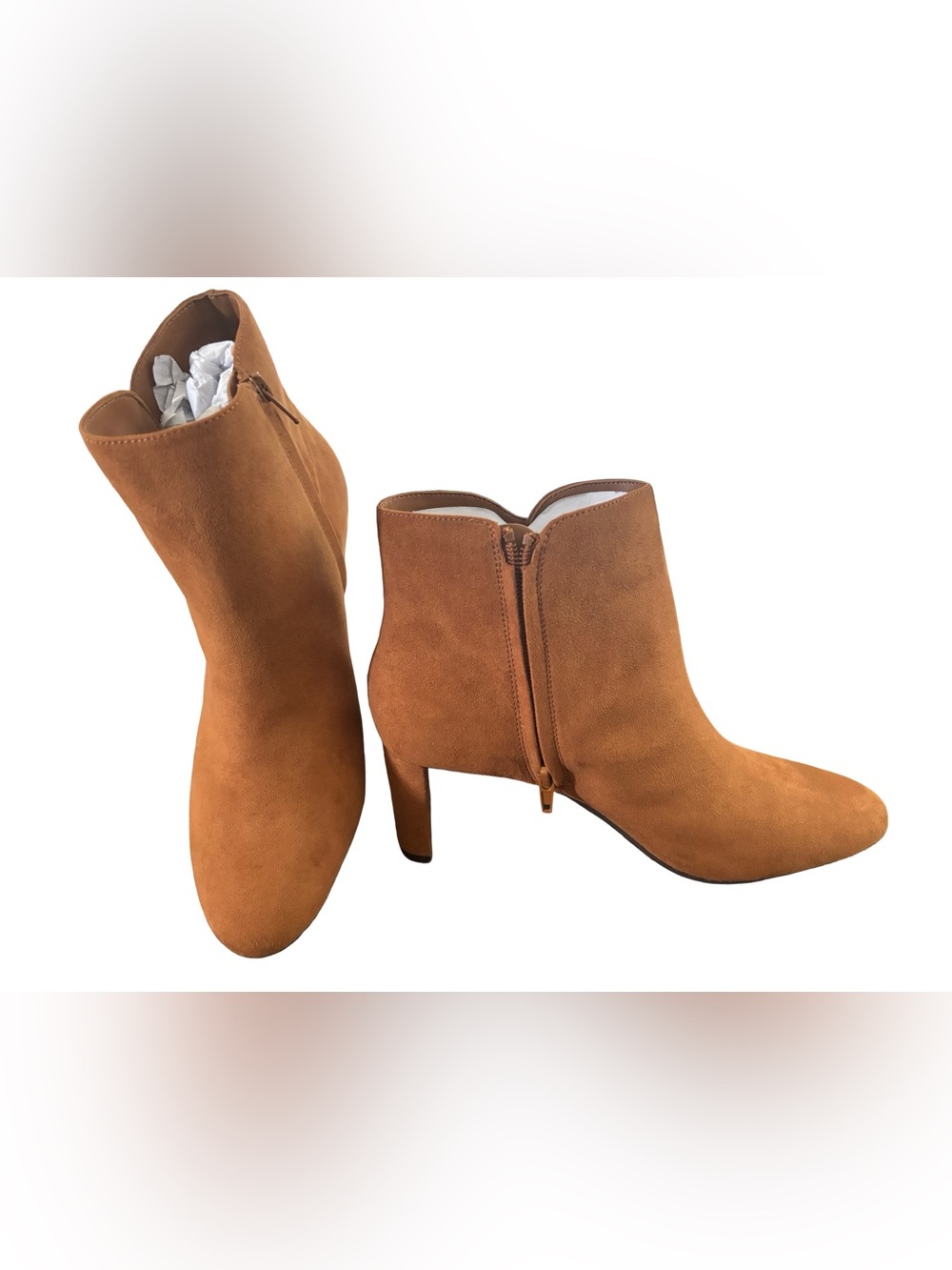 Alfani Caramel Suede Ankle Booties with Side Zip